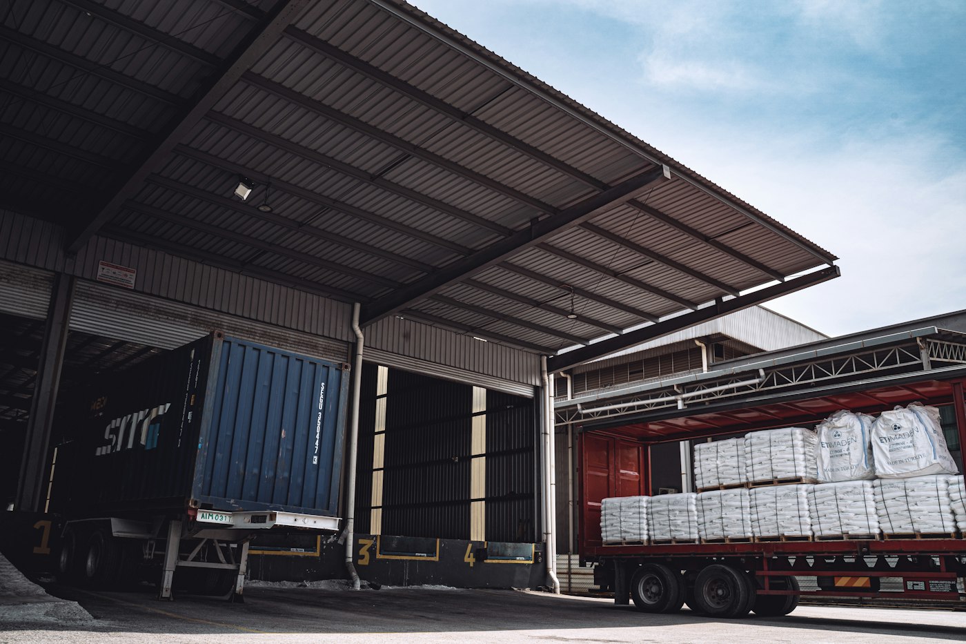 Truck being loaded at a terminal